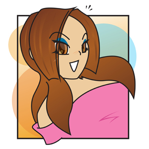 Anime Girl - Vector illustration semi-profile shot of a cute brunette anime girl wearing a pink shirt smiling at you.  If you stare at her long enough, she *might* wink at you. - cute,brunette,anime,girl,wearing,pink,shirt,clipart,icon,avatar