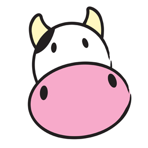 Cute Cow Clipart - Simple vector illustration of a cute cow head.  The cow says, "Moo!" - cute,cow,head,clipart,black,white,moo,icon