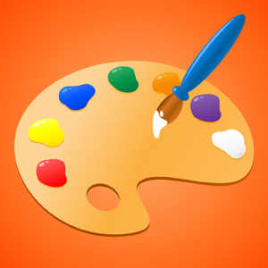 Paint Palette - Vector illustration of a painter's wooden paint palette with the colors of red, yellow, blue, green, orange, purple and white.  Paint brush also included.  Let's make art! - Painters, Wooden, Paint, Palette, Red Yellow, Blue, Green, Orange, Purple, White, Paint Brush